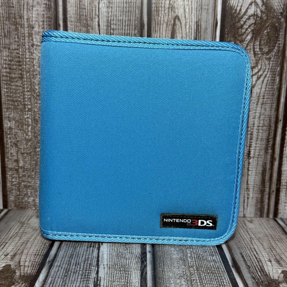 Nintendo 3DS Pull And Go Blue Padded Travel Case Nylon Zipper Protective Bag